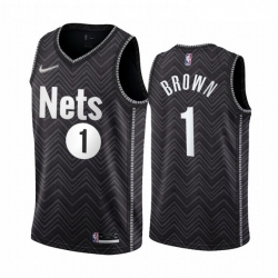 Men Brooklyn Nets 1 Bruce Brown Black NBA Swingman 2020 21 Earned Edition Jersey