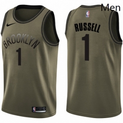 Mens Nike Brooklyn Nets 1 DAngelo Russell Swingman Green Salute to Service NBA Jersey