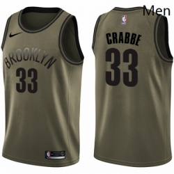 Mens Nike Brooklyn Nets 33 Allen Crabbe Swingman Green Salute to Service NBA Jersey 