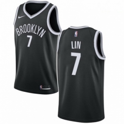 Mens Nike Brooklyn Nets 7 Jeremy Lin Swingman Black Road NBA Jersey Icon Edition