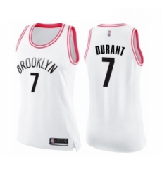 Womens Brooklyn Nets 7 Kevin Durant Swingman White Pink Fashion Basketball Jersey 