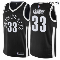 Youth Nike Brooklyn Nets 33 Allen Crabbe Swingman Black NBA Jersey City Edition 