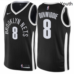 Youth Nike Brooklyn Nets 8 Spencer Dinwiddie Swingman Black NBA Jersey City Edition 