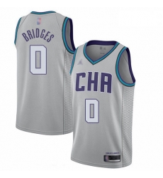 Hornets 0 Miles Bridges Gray Basketball Jordan Swingman City Edition 2019 20 Jersey