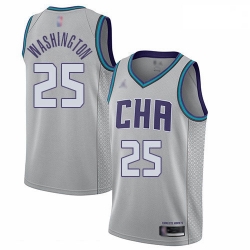 Hornets 25 PJ Washington Gray Basketball Jordan Swingman City Edition 2019 20 Jersey