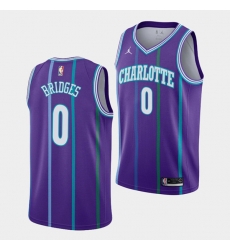 Men Charlotte Hornets 0 Miles Bridges Purple Stitched Basketball Jerseys