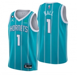 Men Charlotte Hornets 1 LaMelo Ball 2022 23 Icon Edition No 6 Patch Stitched Basketball Jersey