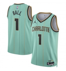 Men Charlotte Hornets 1 LaMelo Ball Mint 2024 25 City Edition Stitched Basketball Jersey