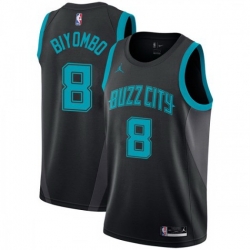 Men Nike Charlotte Hornets 8 Bismack Biyombo Black NBA Jordan Swingman City Edition 2018 19 Jersey