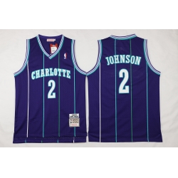 NBA Charlotte Hornets 2 Larry Johnson Throwback Soul Swingman Purple Jersey