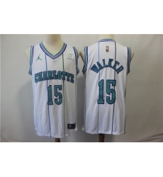 Nike Hornets 15 Kemba Walker White Hardwood Classics Nike Swingman Jersey