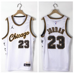 Men Bulls 23 Michael Jordan White Commemorative Edition Jordan Brand Swingman Jersey