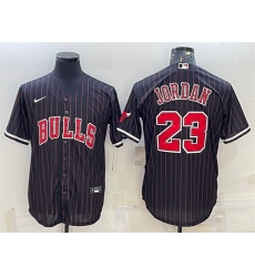 Men Chicago Bulls 23 Michael Jordan Black Cool Base Stitched Baseball Jersey