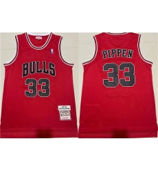 Men Chicago Bulls 33 Scottie Pippen 1997 98 Red Throwback Stitched Jersey