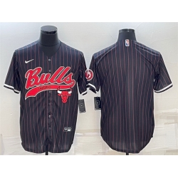 Men Chicago Bulls Blank Black Cool Base Stitched Baseball Jersey