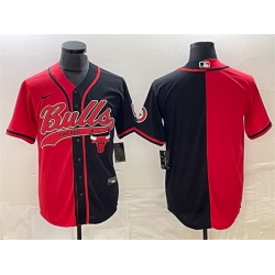 Men Chicago Bulls Blank Red Black Split Cool Base Stitched Baseball Jersey