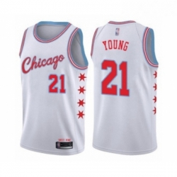 Womens Chicago Bulls 21 Thaddeus Young Swingman White Basketball Jersey City Edition 