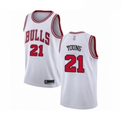 Youth Chicago Bulls 21 Thaddeus Young Swingman White Basketball Jersey Association Edition 