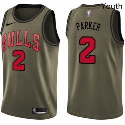 Youth Nike Chicago Bulls 2 Jabari Parker Swingman Green Salute to Service NBA Jersey 