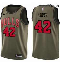 Youth Nike Chicago Bulls 42 Robin Lopez Swingman Green Salute to Service NBA Jersey