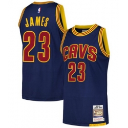 Men Cleveland Cavaliers 23 LeBron James Navy 2015 26 Throwback Stitched Jersey