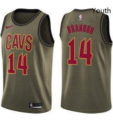 Youth Nike Cleveland Cavaliers 14 Terrell Brandon Swingman Green Salute to Service NBA Jersey 