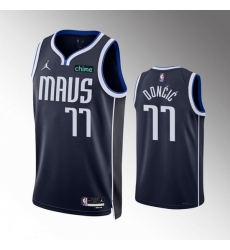 Men Dallas Mavericks 77 Luka Doncic Navy Statement Edition Stitched Basketball Jersey