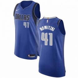 Mens Nike Dallas Mavericks 41 Dirk Nowitzki Authentic Royal Blue Road NBA Jersey Icon Edition