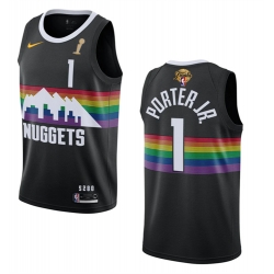 Men Denver Nuggets 1 Michael Porter Jr  Black 2023 Finals Champions City Edition Stitched Basketball Jersey