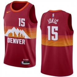 Men Denver Nuggets 15 Nikola Jokic Red City Edition Stitched Jersey