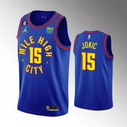 Men Denver Nuggets 15 Nikola Jokic With Memorial PatchBlue 2022 23 Statement Edition Stitched Jersey