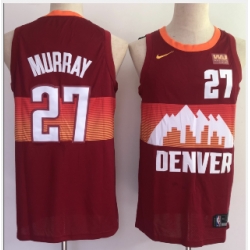 Men Denver Nuggets 27 Jamal Murray Red 2021 City Edition NBA Swingman Jersey With The Sponsor Logo