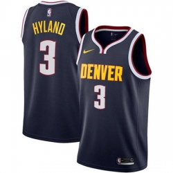 Men Denver Nuggets 3 Nah Shon Hyland Navy Icon Edition Stitched Jersey