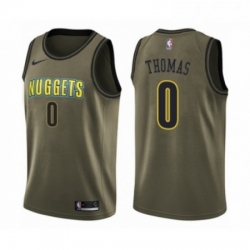 Mens Nike Denver Nuggets 0 Isaiah Thomas Swingman Green Salute to Service NBA Jersey 