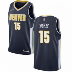 Mens Nike Denver Nuggets 15 Nikola Jokic Swingman Navy Blue Road NBA Jersey Icon Edition