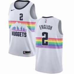 Mens Nike Denver Nuggets 2 Alex English Swingman White NBA Jersey City Edition