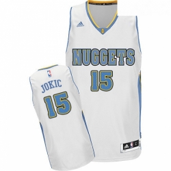 Youth Adidas Denver Nuggets 15 Nikola Jokic Swingman White Home NBA Jersey