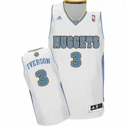 Youth Adidas Denver Nuggets 3 Allen Iverson Swingman White Home NBA Jersey