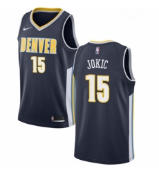 Youth Nike Denver Nuggets 15 Nikola Jokic Authentic Navy Blue Road NBA Jersey Icon Edition