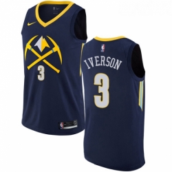 Youth Nike Denver Nuggets 3 Allen Iverson Swingman Navy Blue NBA Jersey City Edition