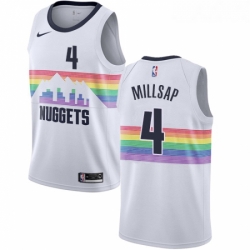 Youth Nike Denver Nuggets 4 Paul Millsap Swingman White NBA Jersey City Edition 