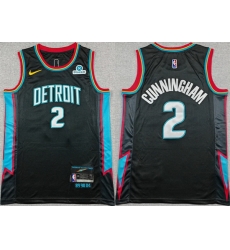 Men Detroit Pistons 2 Cade Cunningham Black 2025 26 City Edition Stitched Basketball Jersey