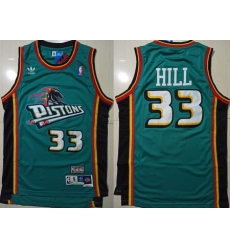 Men Pistons 33 Grant Hill Green Hardwood Classics Jersey