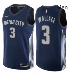 Mens Nike Detroit Pistons 3 Ben Wallace Authentic Navy Blue NBA Jersey City Edition