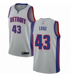 Mens Nike Detroit Pistons 43 Grant Long Swingman Silver NBA Jersey Statement Edition