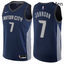 Mens Nike Detroit Pistons 7 Stanley Johnson Authentic Navy Blue NBA Jersey City Edition