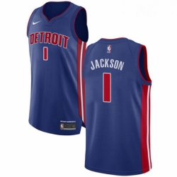 Womens Nike Detroit Pistons 1 Reggie Jackson Authentic Royal Blue Road NBA Jersey Icon Edition