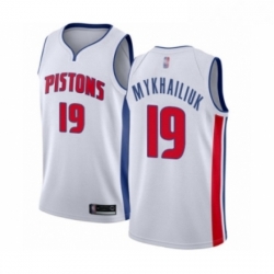 Youth Detroit Pistons 19 Sviatoslav Mykhailiuk Swingman White Basketball Jersey Association Edition 