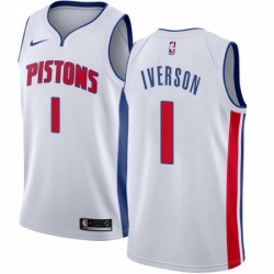 Youth Nike Detroit Pistons 1 Allen Iverson Swingman White Home NBA Jersey Association Edition