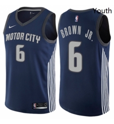 Youth Nike Detroit Pistons 6 Bruce Brown Jr Swingman Navy Blue NBA Jersey City Edition 